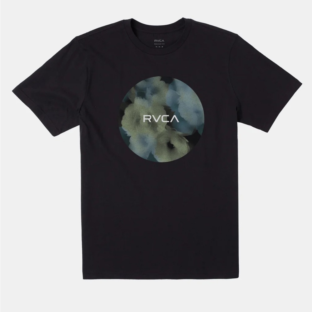 RVCA Men's Tee Shirt Black Green Motors Short Sleeve Small New Beach Surf T